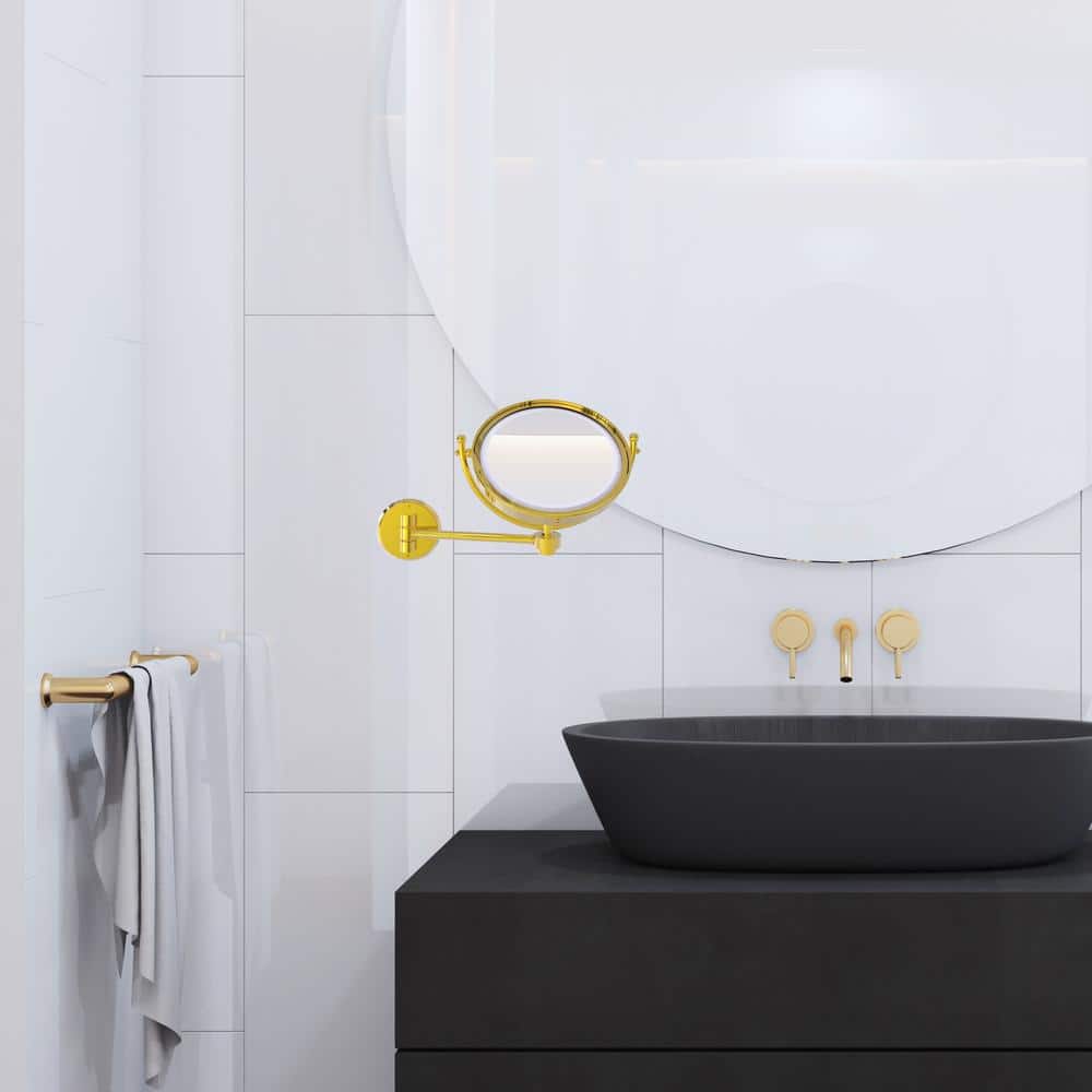 Elegant Brass 8" Wall-Mounted Make-Up Mirror with 4X Magnification