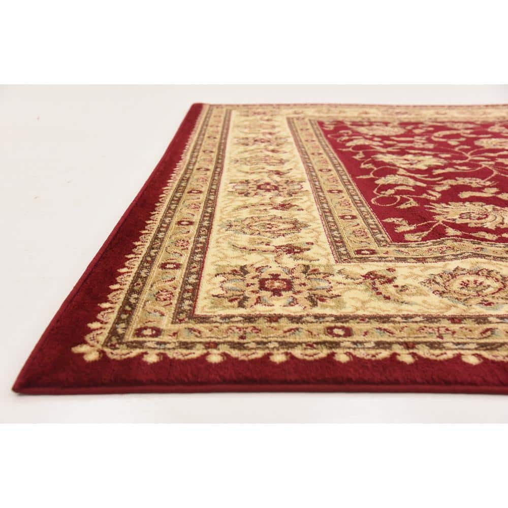 Elegant Aditi 4' x 6' Red Synthetic Stain-Resistant Area Rug