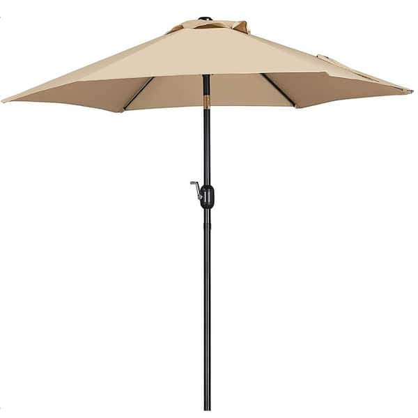 SKONYON 9 ft. Market Outdoor Patio Umbrella with Push Button Tilt and Crank in Beige