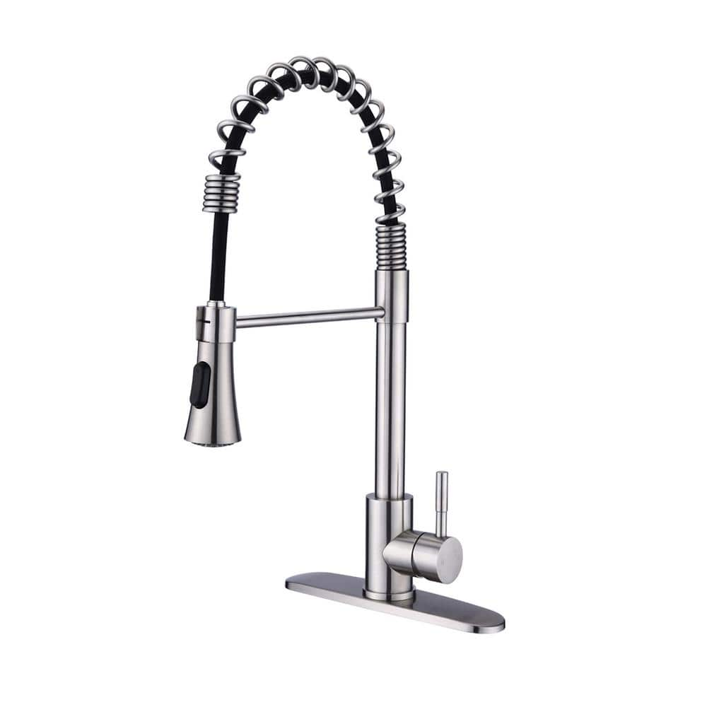 Single-Handle Pull Down Sprayer Kitchen Faucet with Advanced Spray Commercial Stainless Steel Sink Tap in Brushed Nickel -  FLG, CY-0079-BN