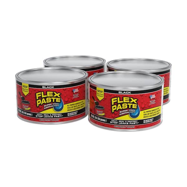 FLEX SEAL FAMILY OF PRODUCTS Flex Paste Net Wt 1 lb. Black All Purpose Strong Flexible Watertight Multipurpose Sealant (4-Pack)