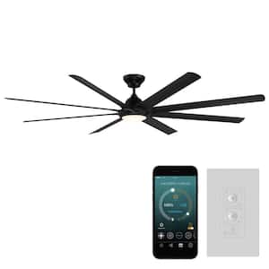 Hydra 96 in. 3000K Integrated LED Indoor/Outdoor Matte Black Smart Ceiling Fan with Light Kit and Wall Control