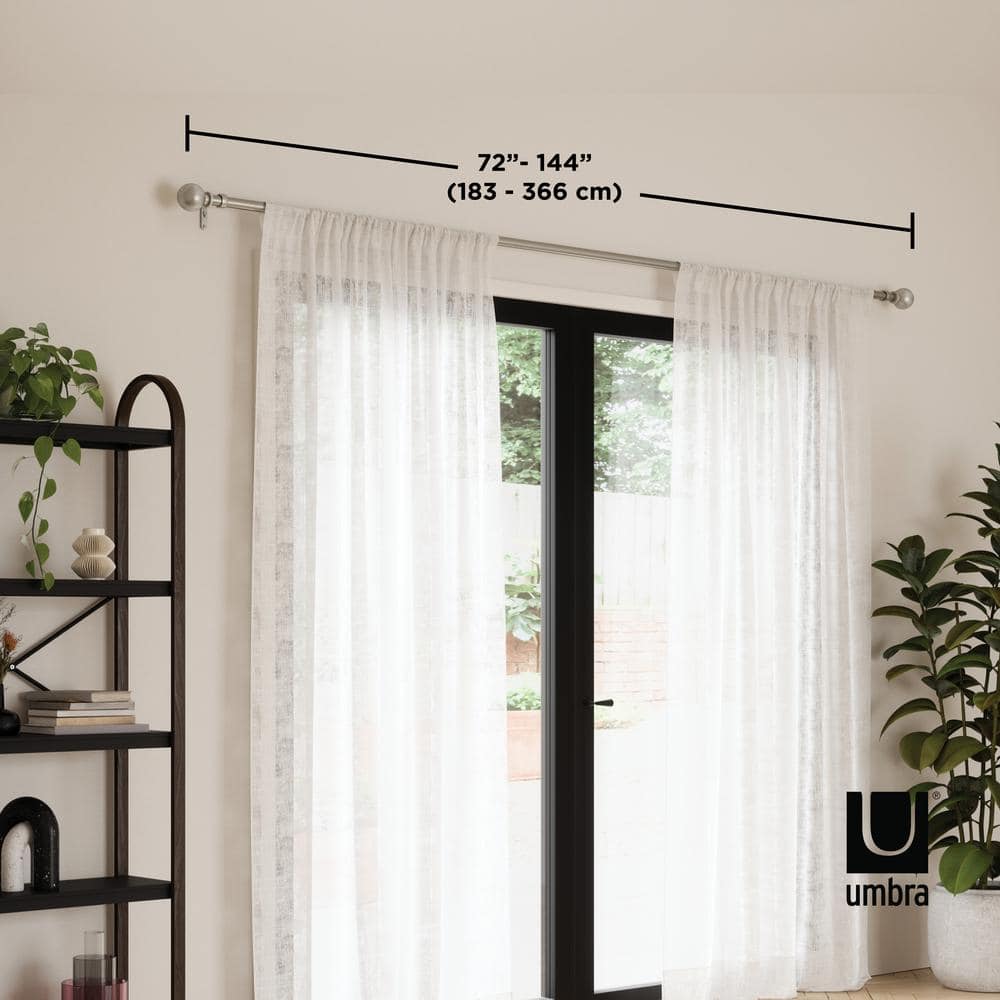 Nickel Adjustable Steel Curtain Rod with Ball Finials