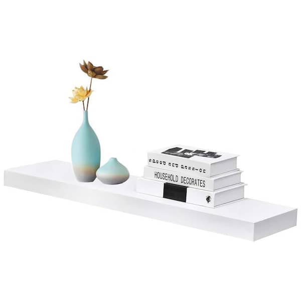 Cubilan 36 in. W x 9.25 in. D White Wood Composite Decorative Wall Shelf