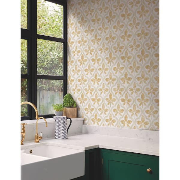 Sevilla Ochre Yellow Matte Pre-pasted Paper Wallpaper 60.75 sq. ft