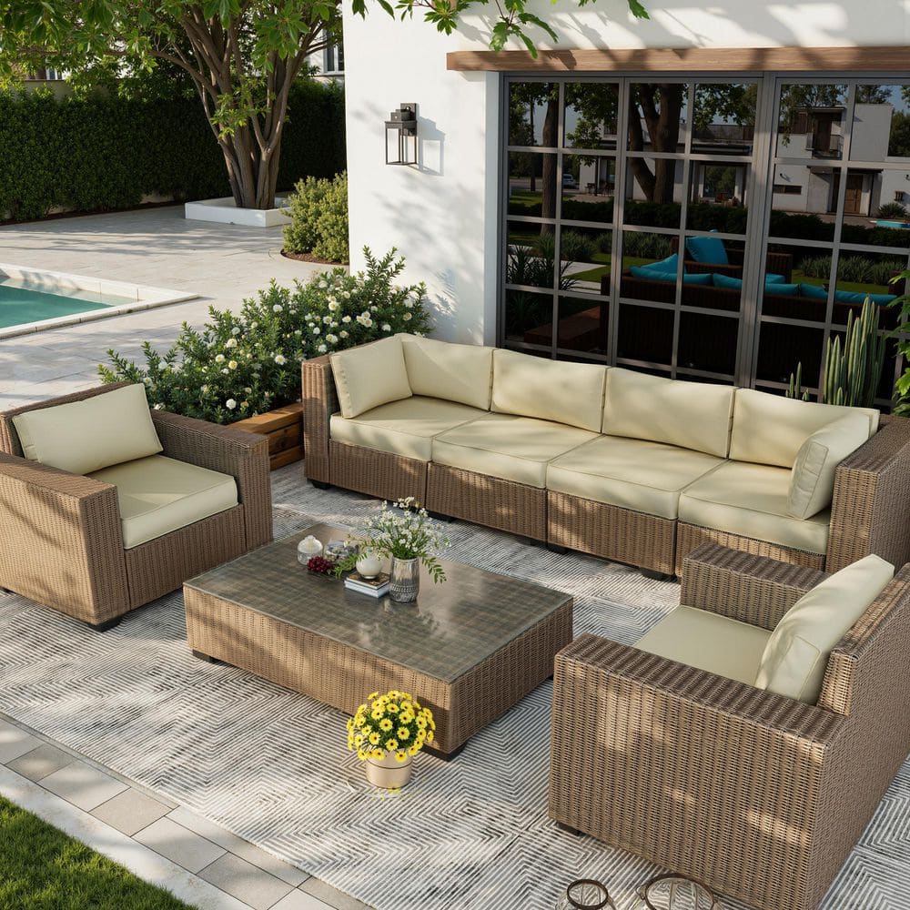 【SEPABATH 】MINNANO CUSHION LARGE Poteban Outdoor 25.7 in. x 4 in. Sectional Cushions Set Seat/Back