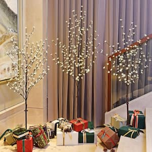 456 ft. Pre-Lit Cherry Blossom Tree Warm White lights, Pack of 3, Artificial Christmas Tree