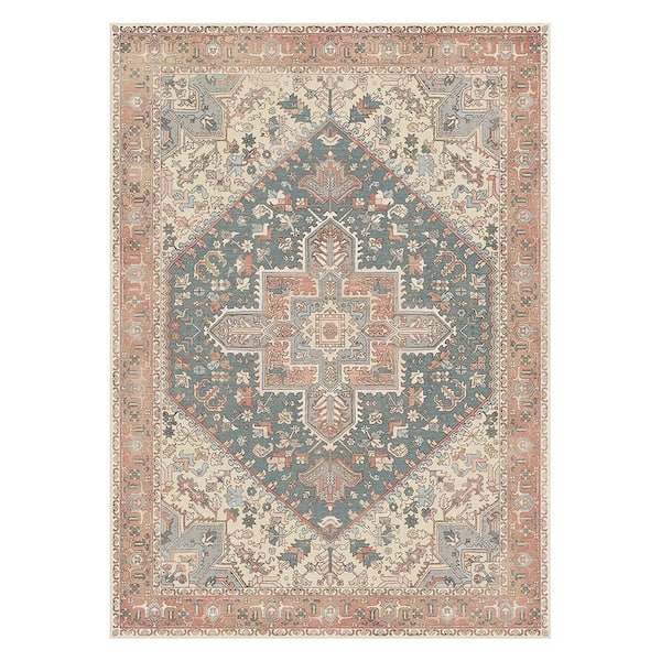 Azira Medallion Red/Beige 5 ft. x 7 ft. Living Room/Bedroom/Dining Room Area Rug