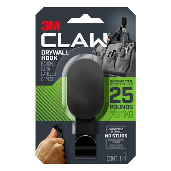 3M CLAW 4.3 in. H Steel Black 25 lbs. Load Capacity Drywall Hook