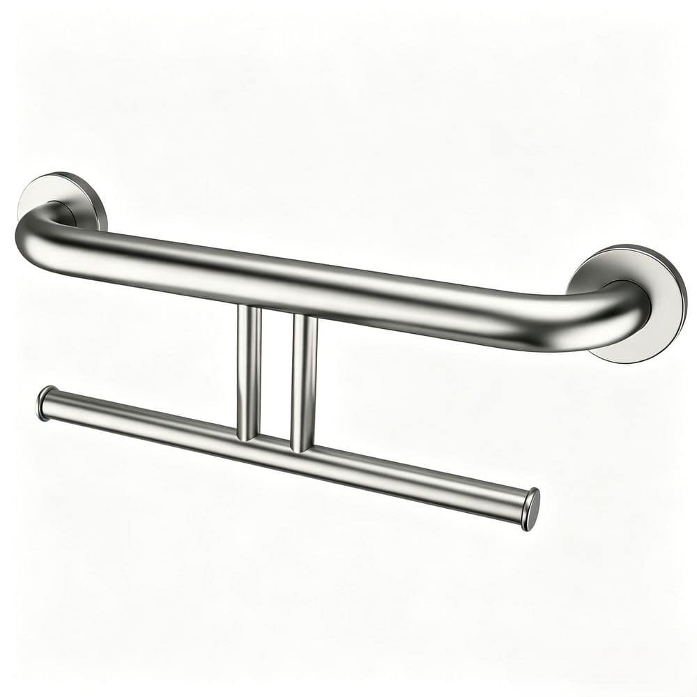 17 in. Concealed Screw 2-in-1 Safety Grab Bar with Toilet Paper Holder in Brushed Nickel for Senior Elderly price history on PriceWatchPro