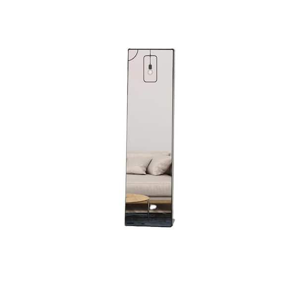 JimsMaison 16 in. W x 61 in. H Small Rectangular Steel Framed Freestanding Wall Bathroom Vanity Mirror in Black