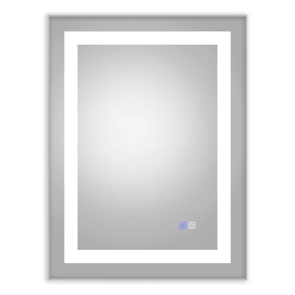 32 in. W x 24 in. H Rectangular Framed Wall Bathroom Vanity Mirror in Silve
