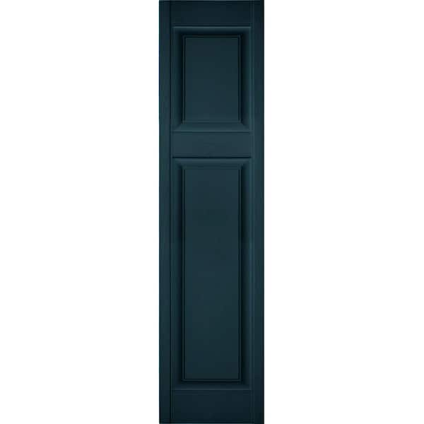 Ekena Millwork 12 in. x 25 in. Lifetime Vinyl Custom Offset Raised Panel Shutters Pair Midnight Blue