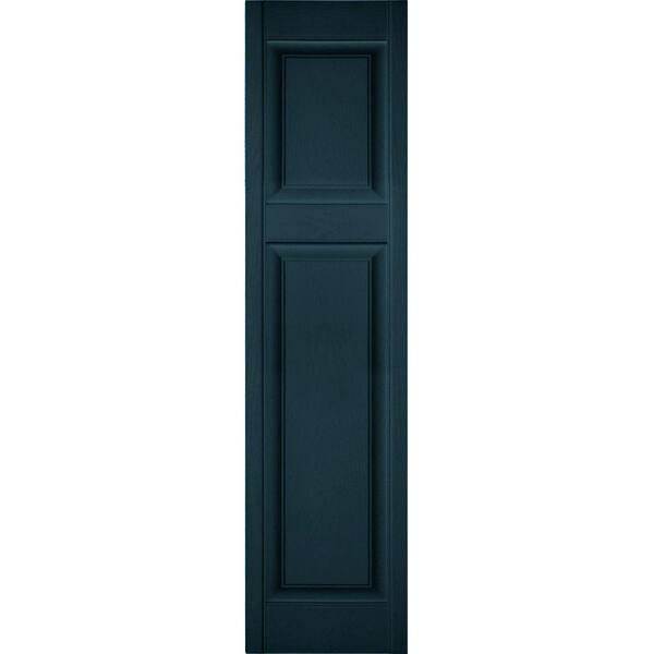 Ekena Millwork 14-1/2 in. x 33 in. Lifetime Vinyl Custom Offset Raised Panel Shutters Pair Midnight Blue