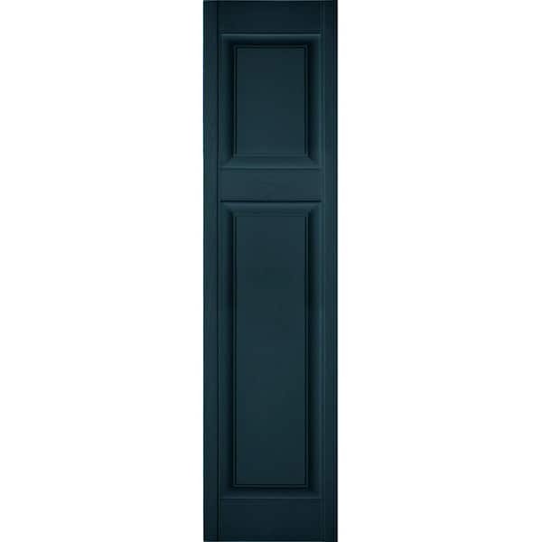 Ekena Millwork 14-1/2 in. x 67 in. Lifetime Vinyl Custom Offset Raised Panel Shutters Pair Midnight Blue
