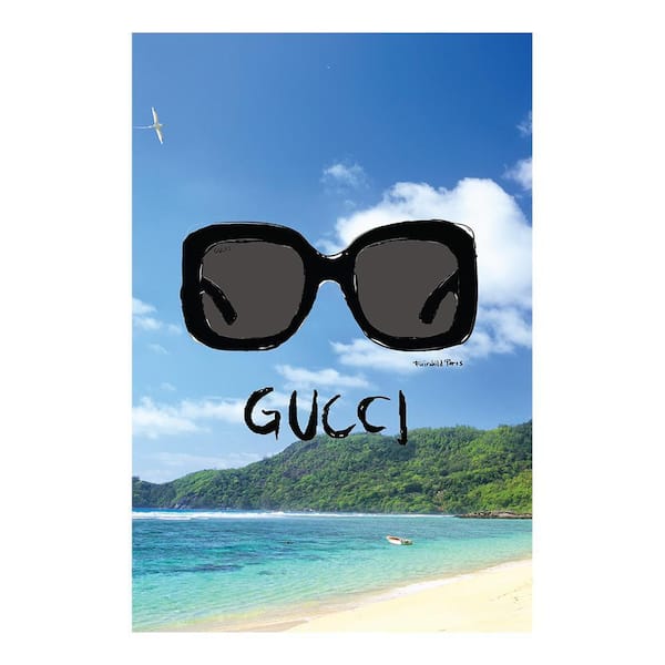 Fashion Glam Sunglasses at the Beach by Fairchild Paris 1-Piece Unframed Abstract Poster Art Print 20 in. x 16 in.