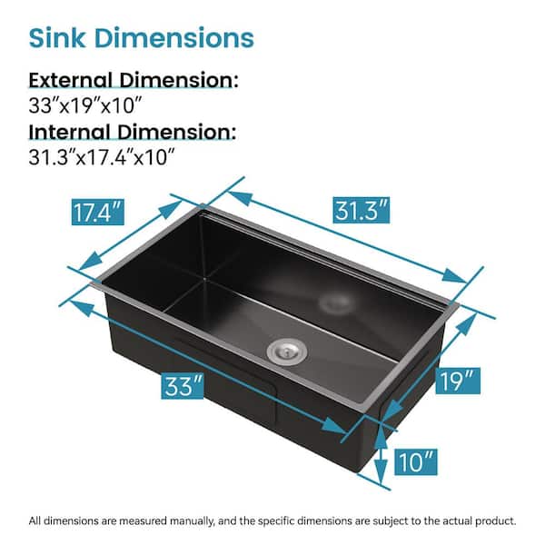 HMMHVV 33 in. Undermount Single Bowl 20-Gauge Stainless Steel