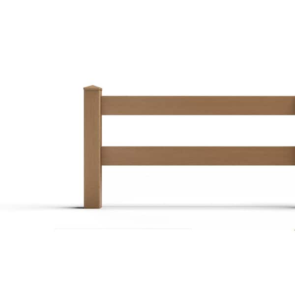 Composite Traiditional 2-Board Ranch Rail (3 ft. H x 4 ft. W) Timber Brown