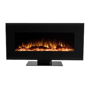 EdenBranch 42 in. Wall Mounted and Stand Electric Fireplace with Bluetooth Speaker in Black