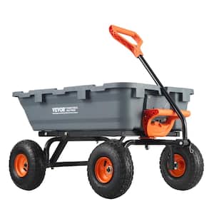 3.1 cu. ft. Dump Cart Poly Steel Frame Dump Wagon with 2-in-1 Convertible Handle Utility Garden Cart