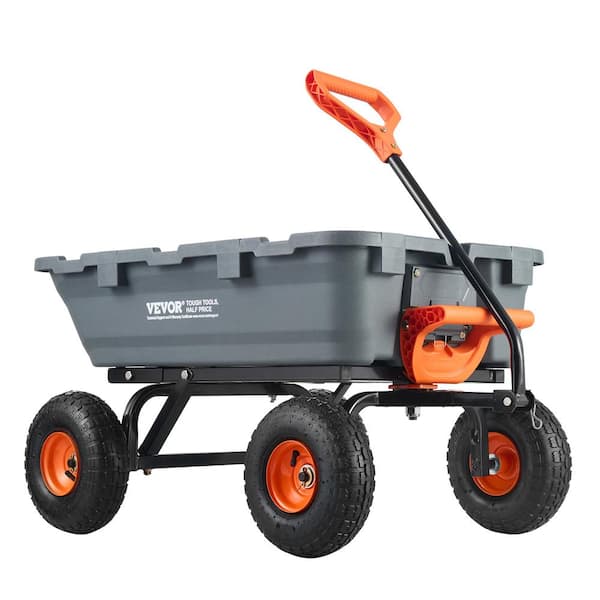 3.1 cu. ft. Dump Cart Poly Steel Frame Dump Wagon with 2-in-1 Convertible Handle Utility Garden Cart