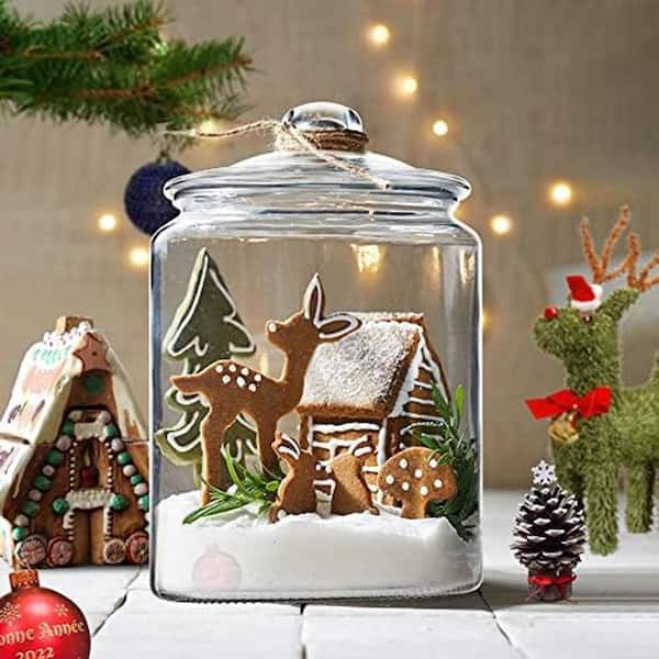 1.5 Gal.2-Piece Glass Kitchen Canister Set with Airtight Lid Cookie Candy Jar for Flour Sugar Rice Pasta Beans