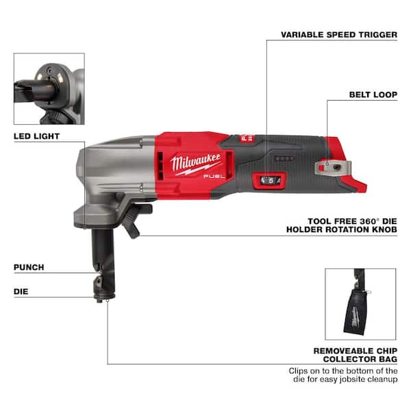 Milwaukee 2476-20 M12 FUEL 12-Volt Lithium-Ion Brushless Cordless 16-Gauge Variable Speed Nibbler (Tool-Only) - 3