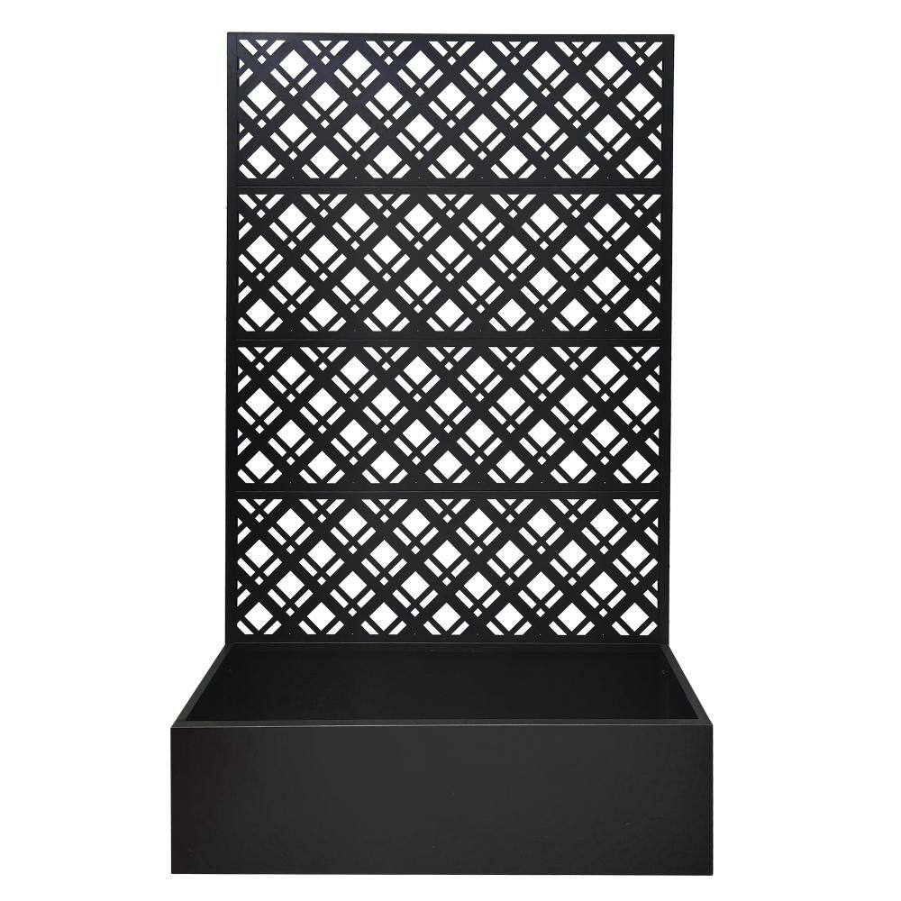 "70.9""H x 43.3""W x 15.8""D Metal Raised Garden Bed with Trellis, Planter Box with Drainage Holes for Climbing, Black" price history on PriceWatchPro