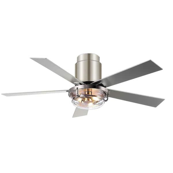 Lamober Hugger 52 in. Indoor Brushed Nickel Ceiling Fan with Light Kit and Remote Control Included