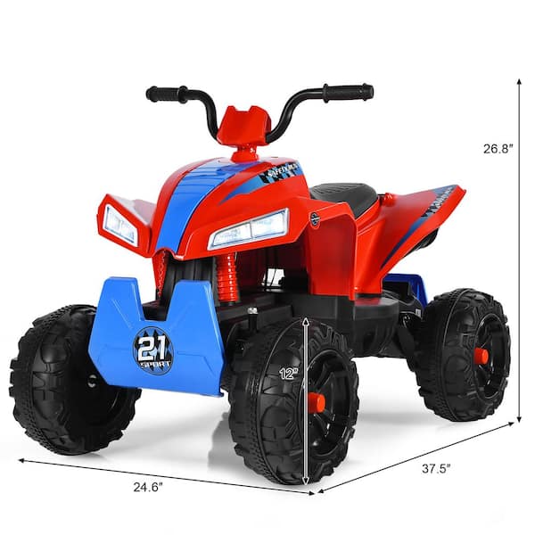 12V Kids Ride On ATV Car Quad 4 Wheels Suspension Electric Toy Led Light Music 