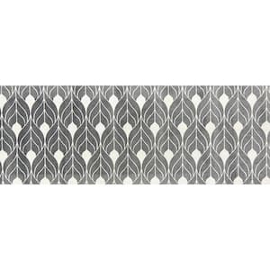 Tulle Gray Gray White 2 ft. 3 in. x 6 ft. 3 in. Runner Washable Floor Mat Area Rug