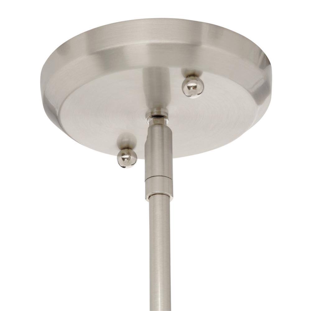 Contemporary Brushed Nickel Drum Pendant with Textured Linen Shade