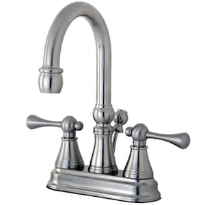 Restoration 4 in. Centerset 2-Handle Bathroom Faucet with Brass Pop-Up in Brushed Nickel
