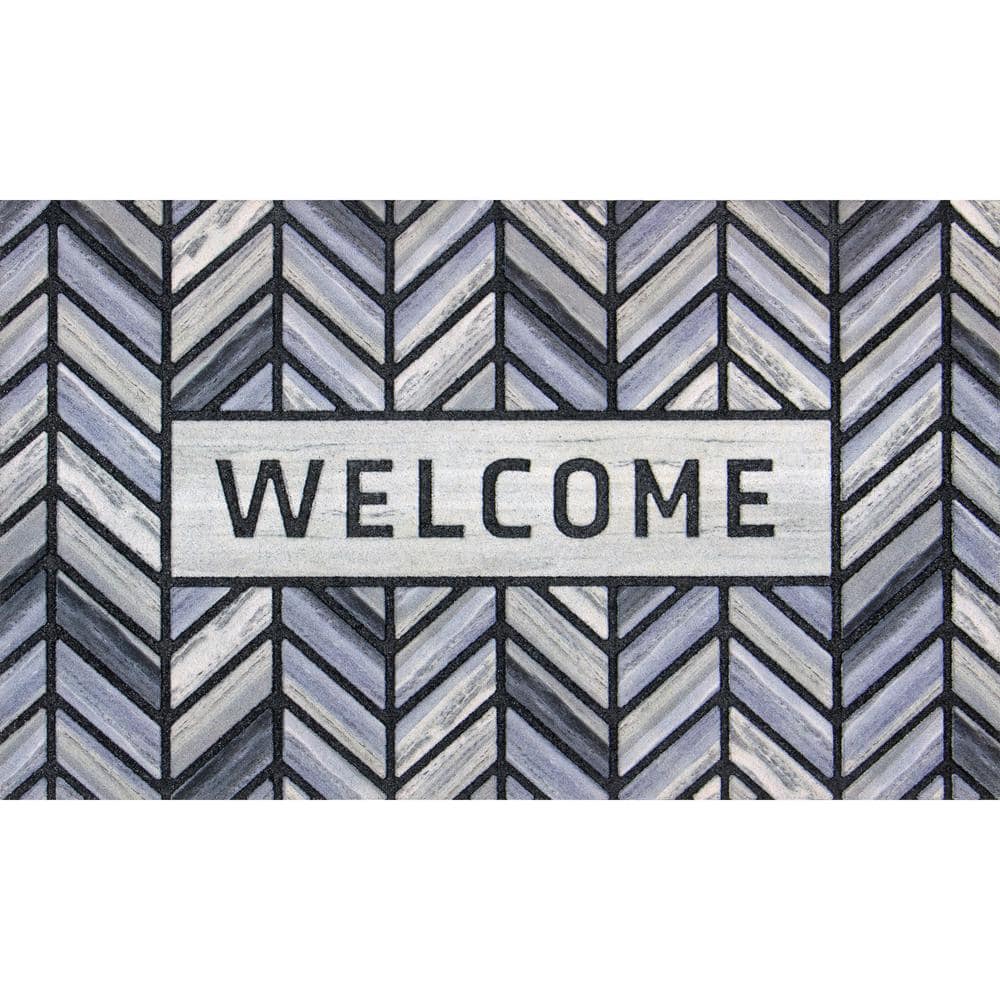 Herringbone Welcome Gray 18 in. x 30 in. Rubber Backed Non-Slip Outdoor Door Mat price history on PriceWatchPro
