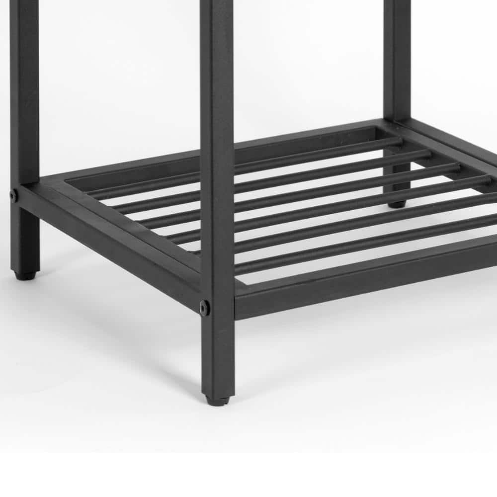 Modern Industrial Black Metal and Pine Wood Etagere Bookcase