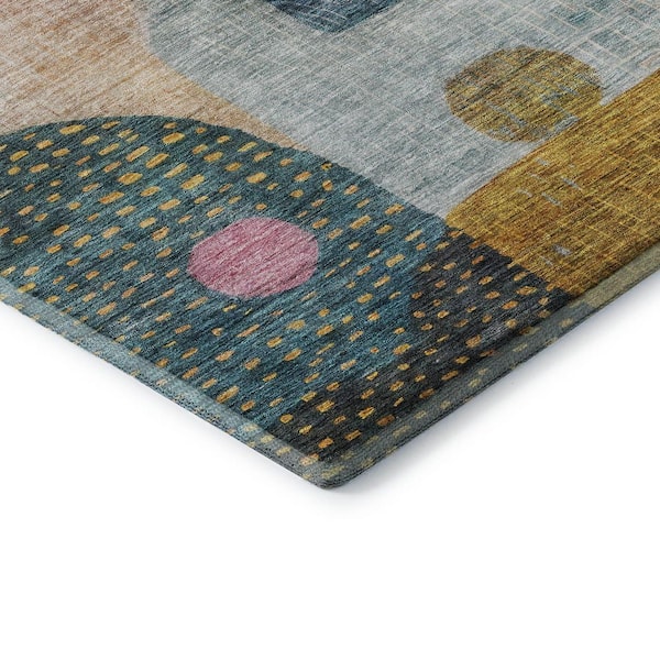 Mayfield Premium Machine Washable Abstract AMF1117 Green 9 ft. x 12 ft. Area Rug