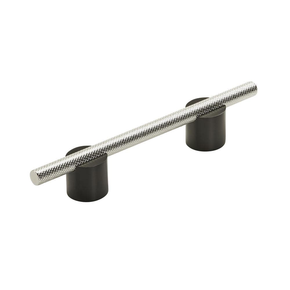 Transcendent 3-3/4 in. (96mm) Modern Matte Black/Polished Nickel Bar Cabine