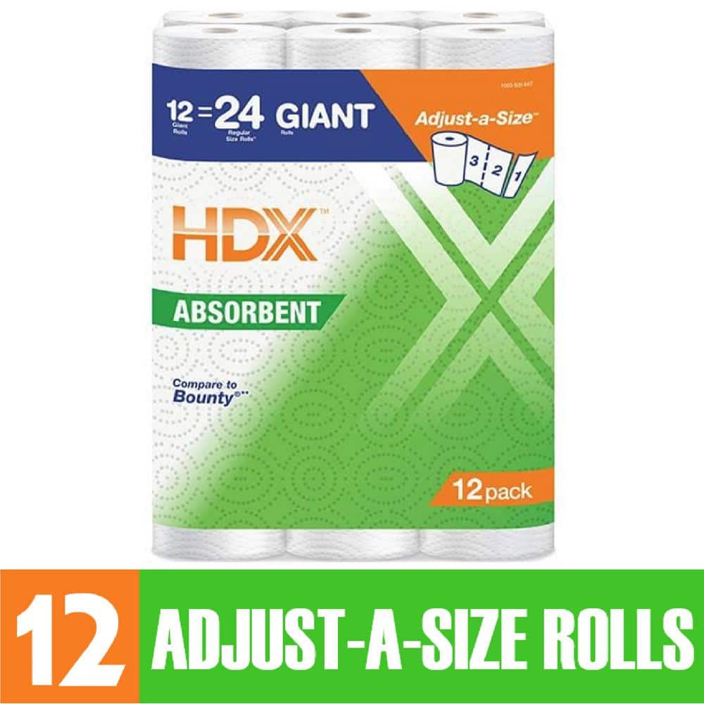 HDX HDX Select-A-Size White Paper Towel Roll, 140-Sheets, 12 Rolls Per Pack  22013 - The Home Depot