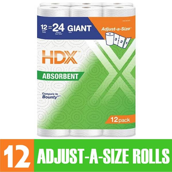 HDX HDX Select-A-Size White Paper Towel Roll, 140-Sheets, 12 Rolls