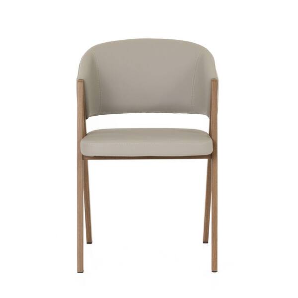 Modrest Marcus Modern Light Grey Faux Leather Arm Chair Set of 2