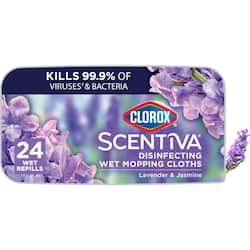 CLOROX SCENTIVA Scentiva Lavender and Jasmine Scent Bleach Free Disinfecting Wet Mop Pad Refills (24-Count)