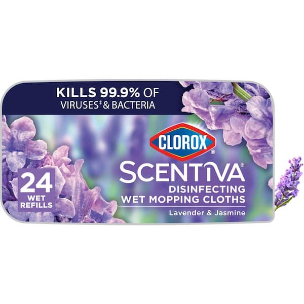 CLOROX SCENTIVA Scentiva Lavender and Jasmine Scent Bleach Free Disinfecting Wet Mop Pad Refills (24-Count)
