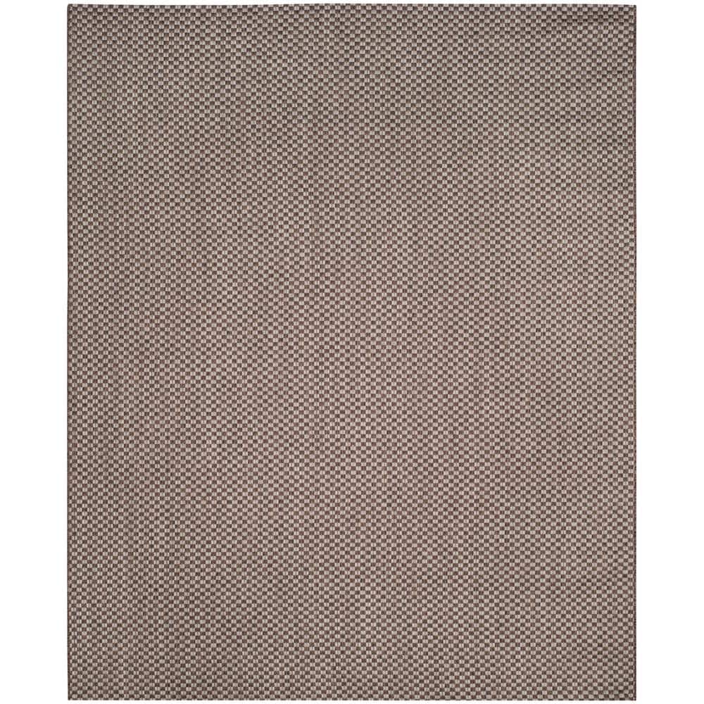 Light Brown and Light Grey Reversible Synthetic Area Rug, 8' x 11'