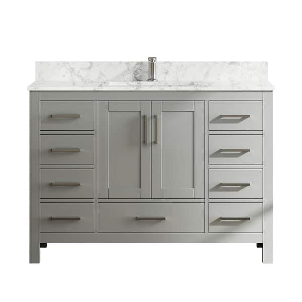 Aeterna 48 in. W x 22 in. D x 34 in. H Single Sink Freestanding Bath Vanity in Gray with Cultured Marble Top