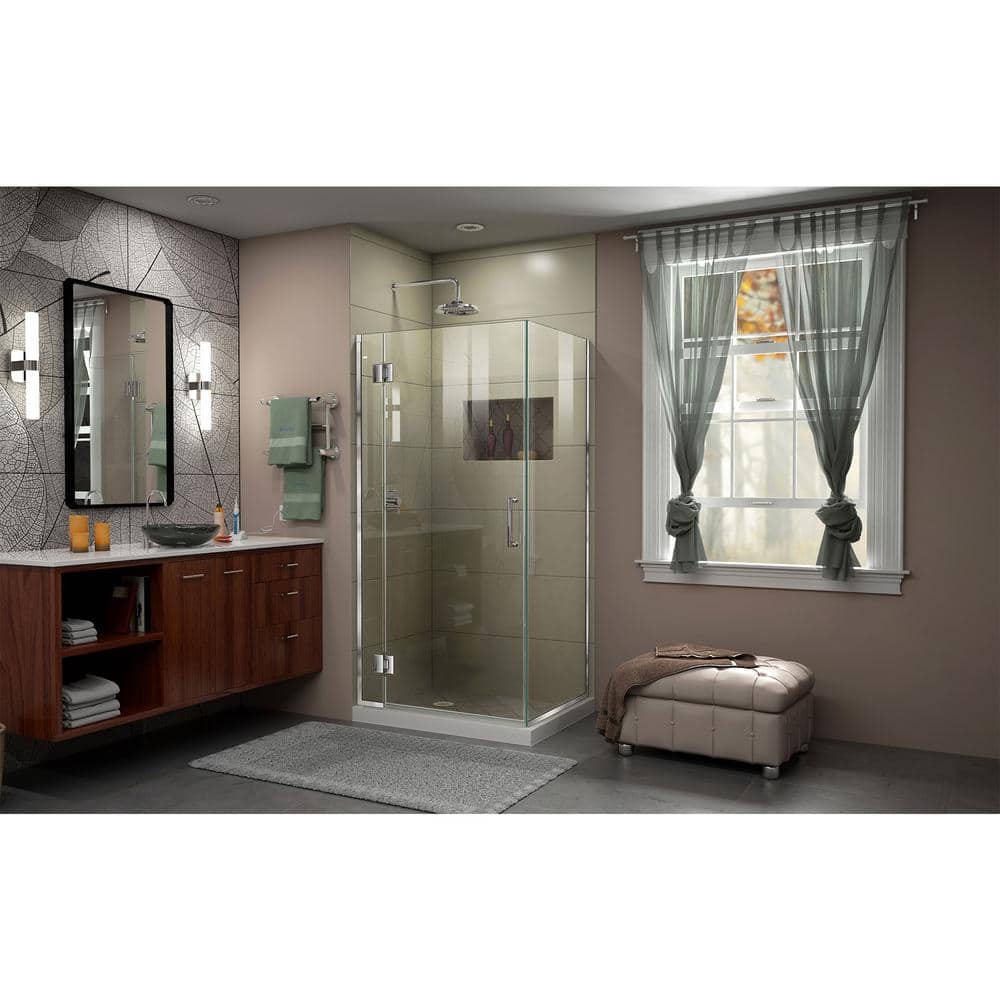 Clear Tempered Glass Frameless Hinged Shower Enclosure with Black Hardware