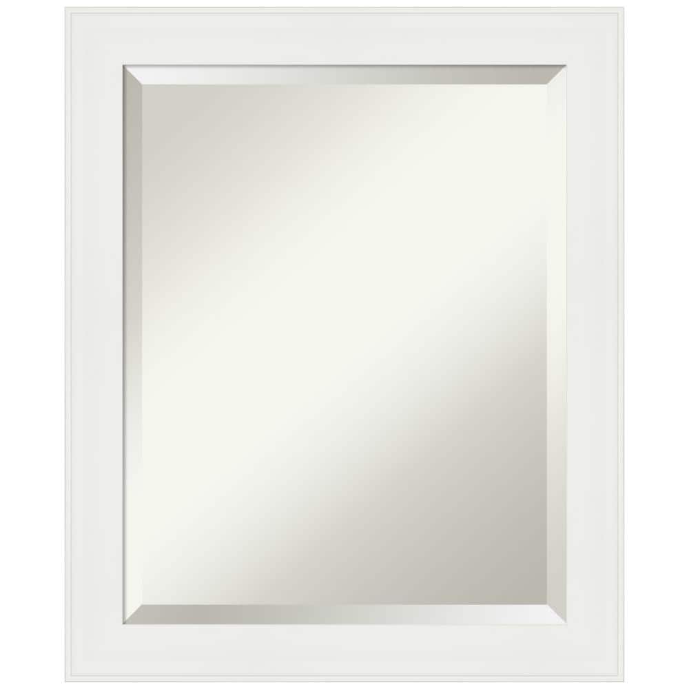 Medium White Matte Beveled Bathroom Vanity Mirror
