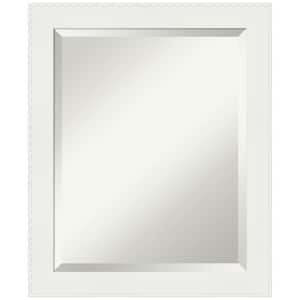 Medium Rectangle Matte White Beveled Glass Modern Mirror (23.5 in. H x 19.5 in. W)