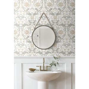 31.35 sq. ft. Ivory and Grey Honeysuckle Trail Vinyl Peel and Stick Wallpaper Roll