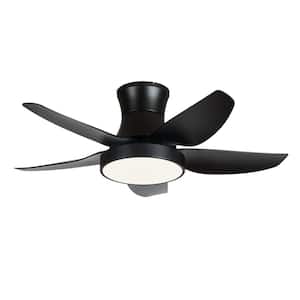 Flush Mount 42 in. Black Integrated LED Indoor Lighting Ceiling Fan Light with 5 ABS Black Blades