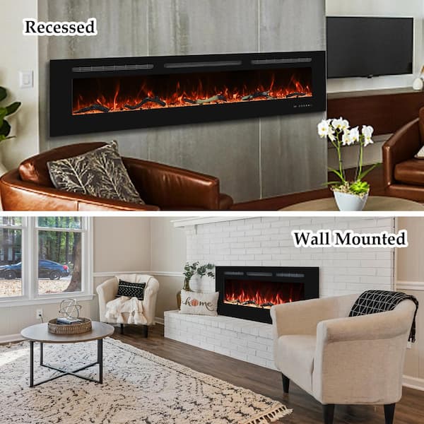 Unineo 50 Inch Electric Fireplace W/Aluminum Frame, Hidden Air Vents